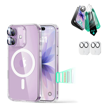 anti-yellowing and lifeprood iPhone 17 Classic Hybrid Magsafe Case with Screen Protector Bundle  Clear