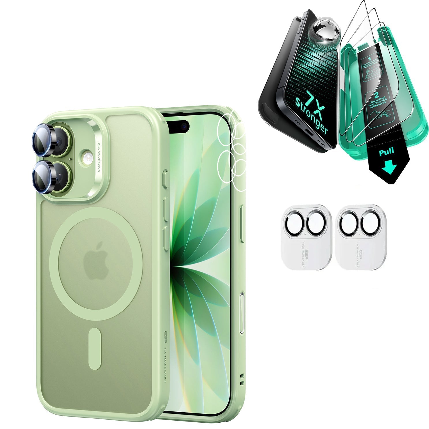 iPhone 17 Classic Hybrid Magsafe Case & Armorite Screen Protector Bundle Frosted Light Green