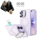 iPhone 17 Classic Hybrid Magsafe Case with Stand & Corning Glass Privacy Screen Protector Bundle Frosted Light Purple
