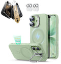 iPhone 17 Silicone Magsafe Case with Stand & Corning Glass Screen Protector Bundle Green
