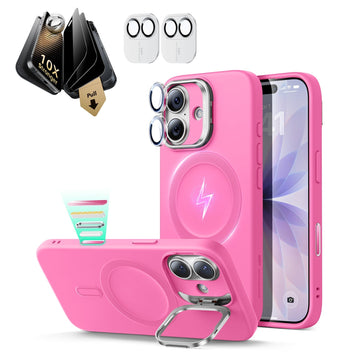 iPhone 17 Pro Max Cloud Soft  Magsafe Case with Corning Glass Screen Protector PInk