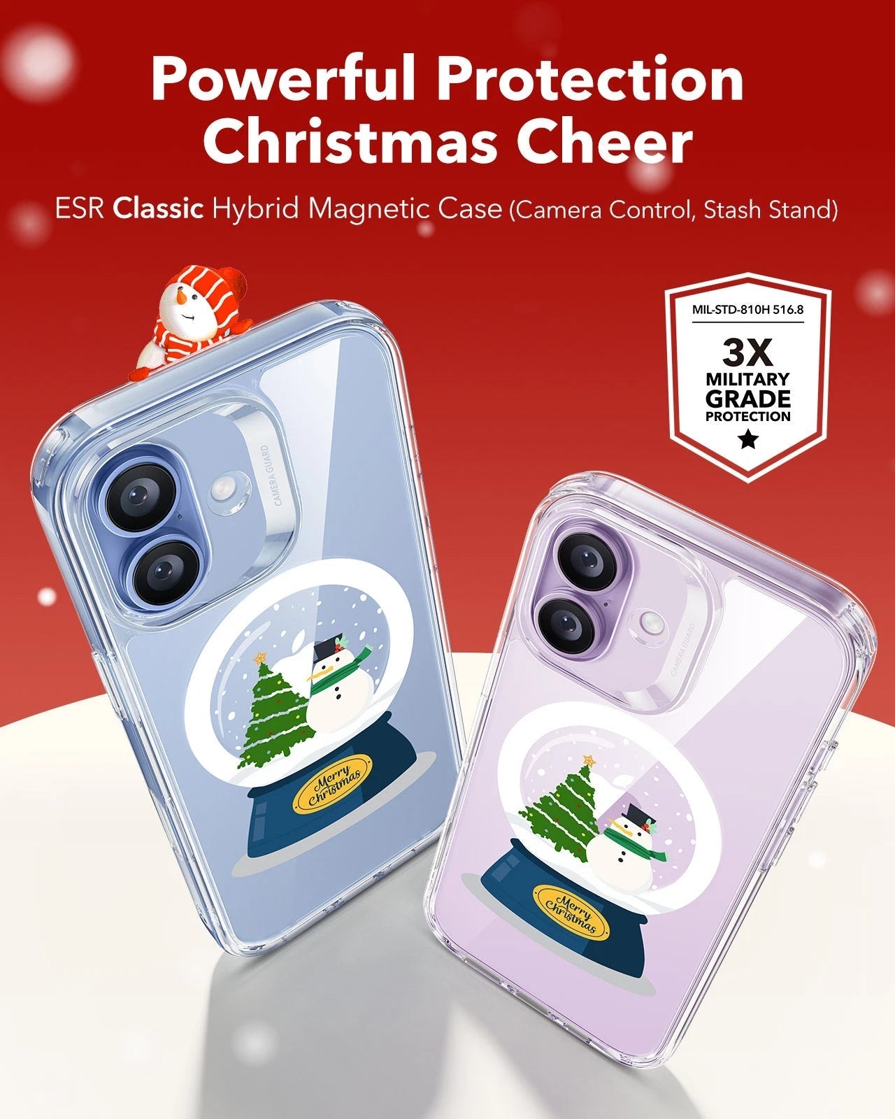 ESR Print iPhone 17 Magsafe Case Clear Christmas Snow Globe