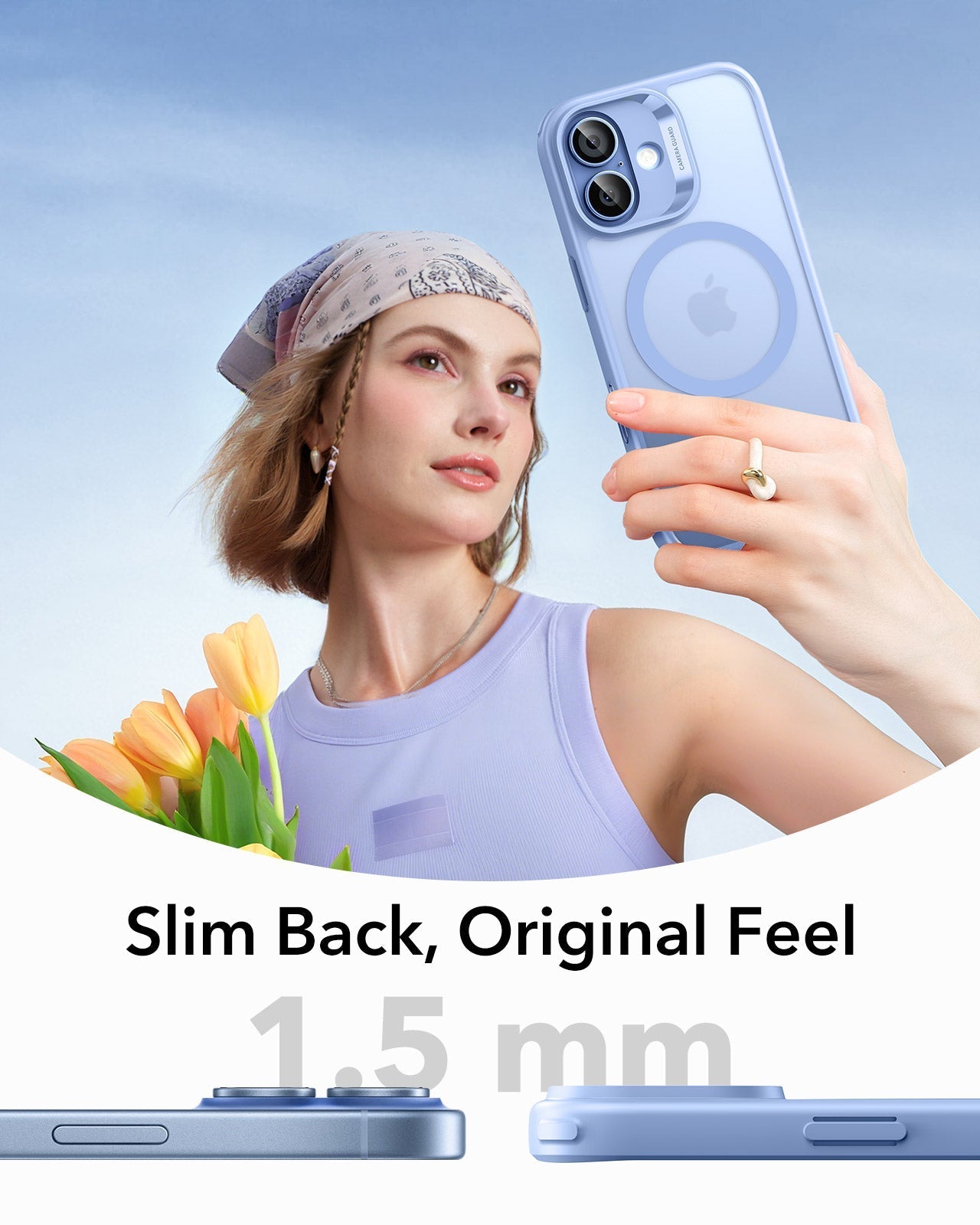 ESR iPhone 17 Claiss Hybrid Magsafe Case Frosted Light Blue Slim Back Original Feel