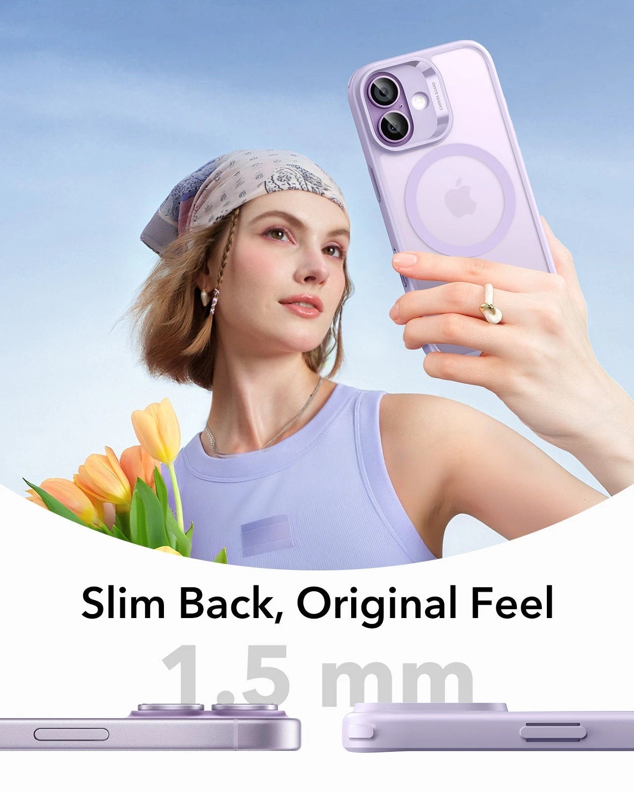 ESR iPhone 17 Claiss Hybrid Magsafe Case Frosted Light Purple Slim Back Original Feel