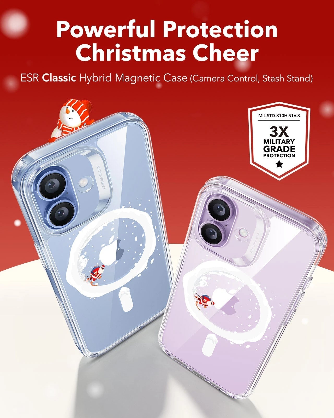 ESR Print iPhone 17 Magsafe Case Clear Christmas Santa Skater