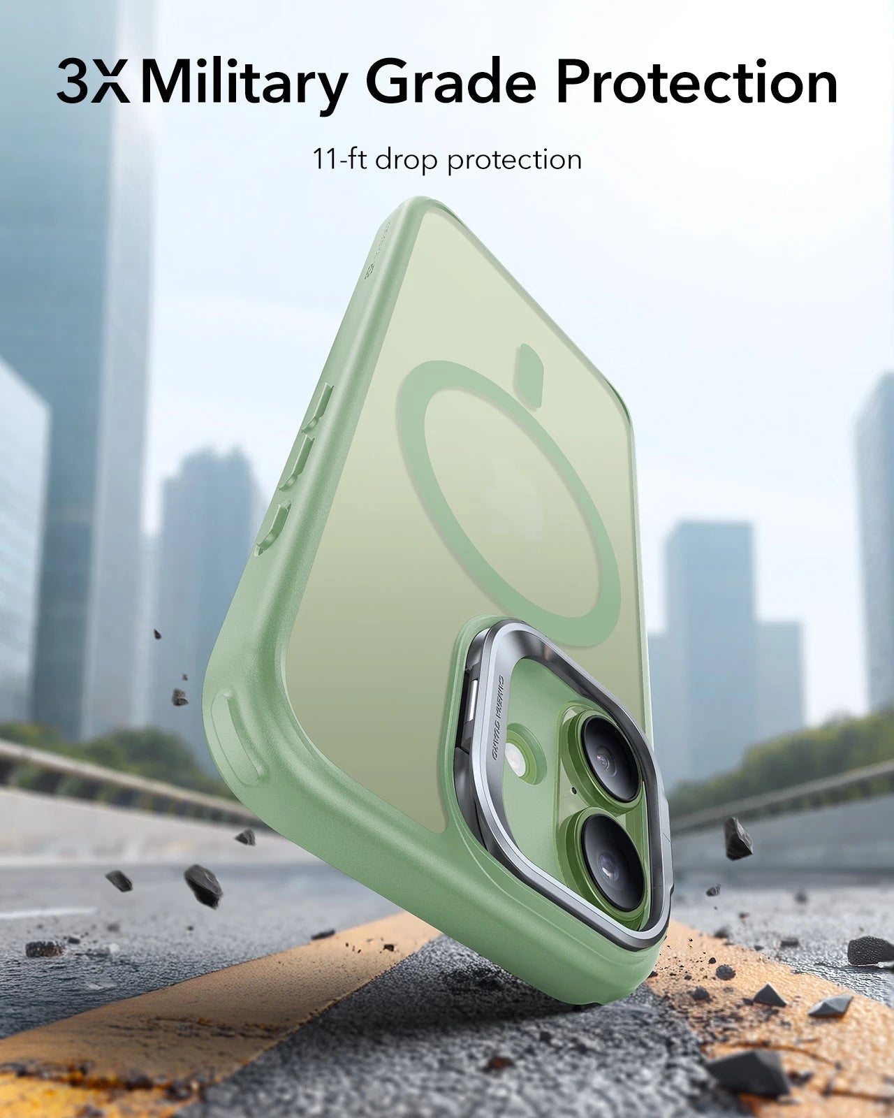 iPhone 17 Claiss Hybrid Magsafe Case with Stand Frosted Light Green 3X Military Grade Protection