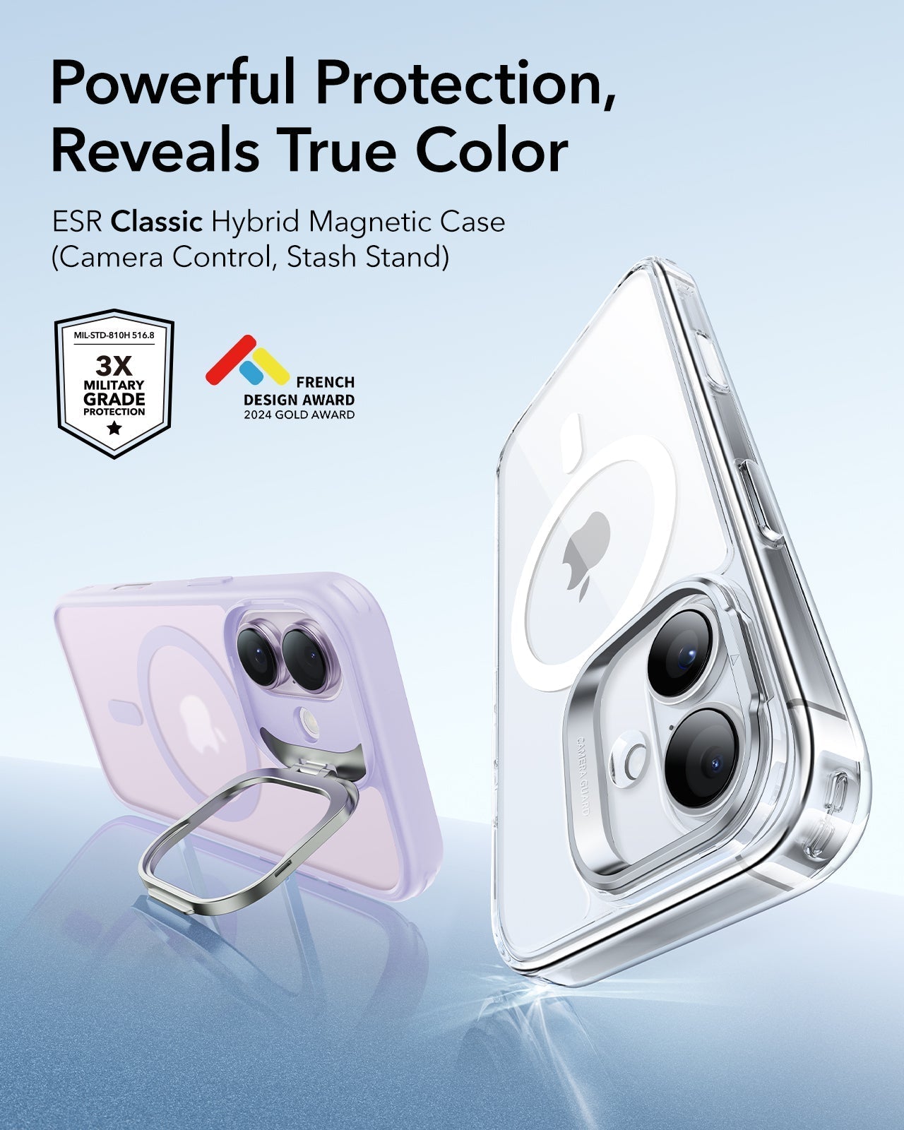 iPhone 17 Claiss Hybrid Magsafe Case with Stand Frosted Light Purple Powerful Protection Reveals True Color