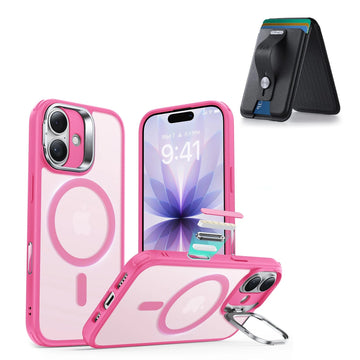 iPhone 17 Classic Hybrid Magsfae Case With Magsafe Wallet Frosted Pink