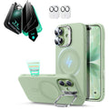 iPhone 17 Silicone Magsafe Case with Stand & Armorite Privacy Screen Protector Bundle Green