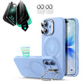 iPhone 17 Silicone Magsafe Case with Stand & Armorite Privacy Screen Protector Bundle Blue