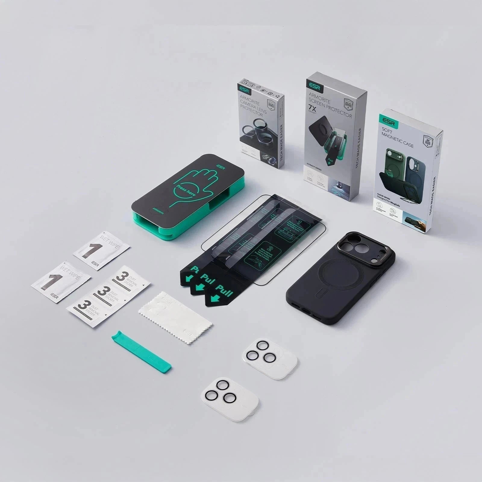 iPhone 17 Cloud Soft Magnetic Case (Camera Control, Stash Stand) Armorite Protection Bundle - Black ESR ESR