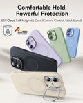 iPhone 17 Cloud Soft Silicone Magsfae Case with Stand Light Tan Comfortable Hold Powerful Protection