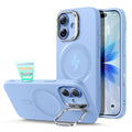 iPhone 17 Silicone Magsafe Case with Stand Mist Blue