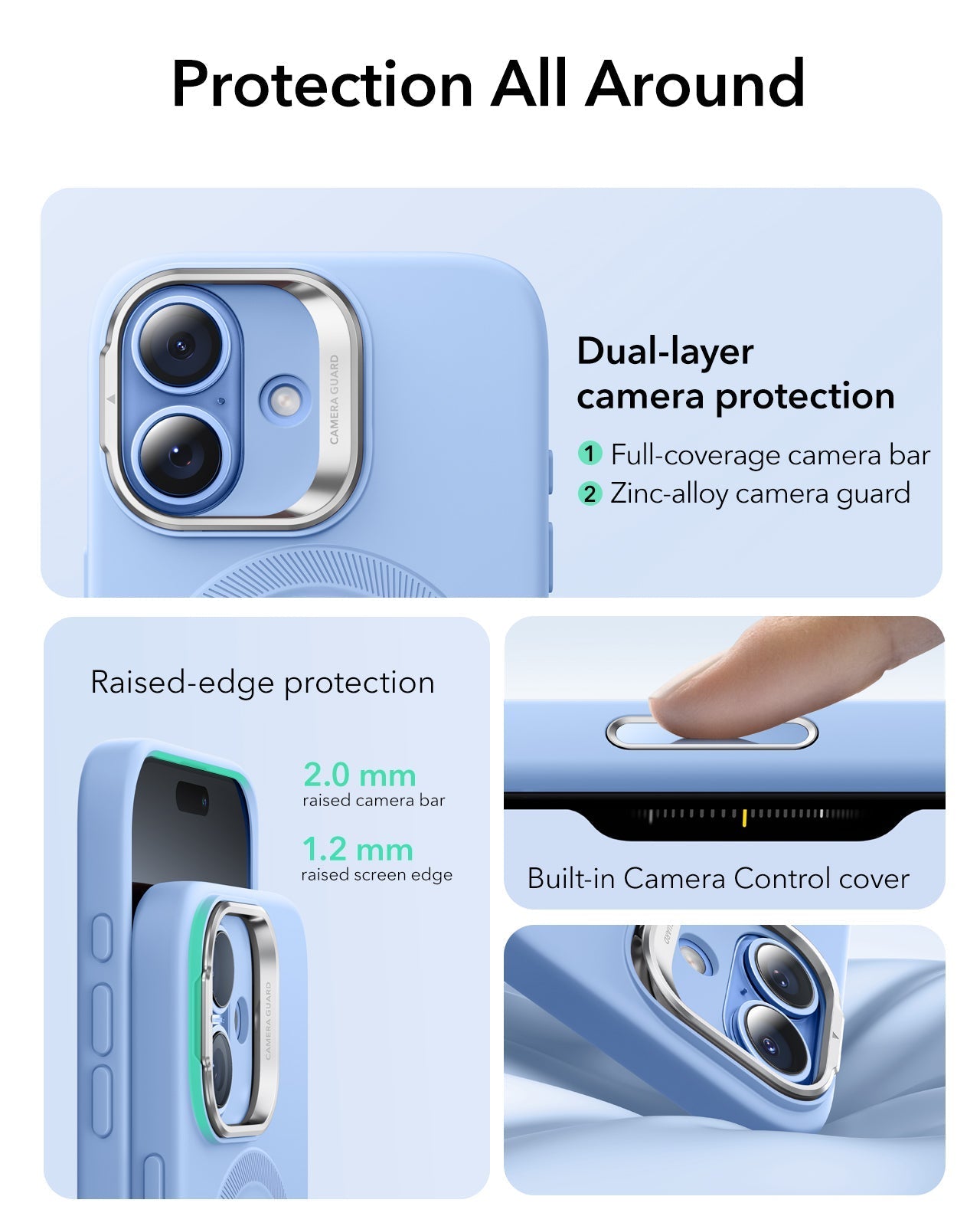 ESR iPhone 17 Silicone Magsafe Case with Stand Mist Blue Protection All Around