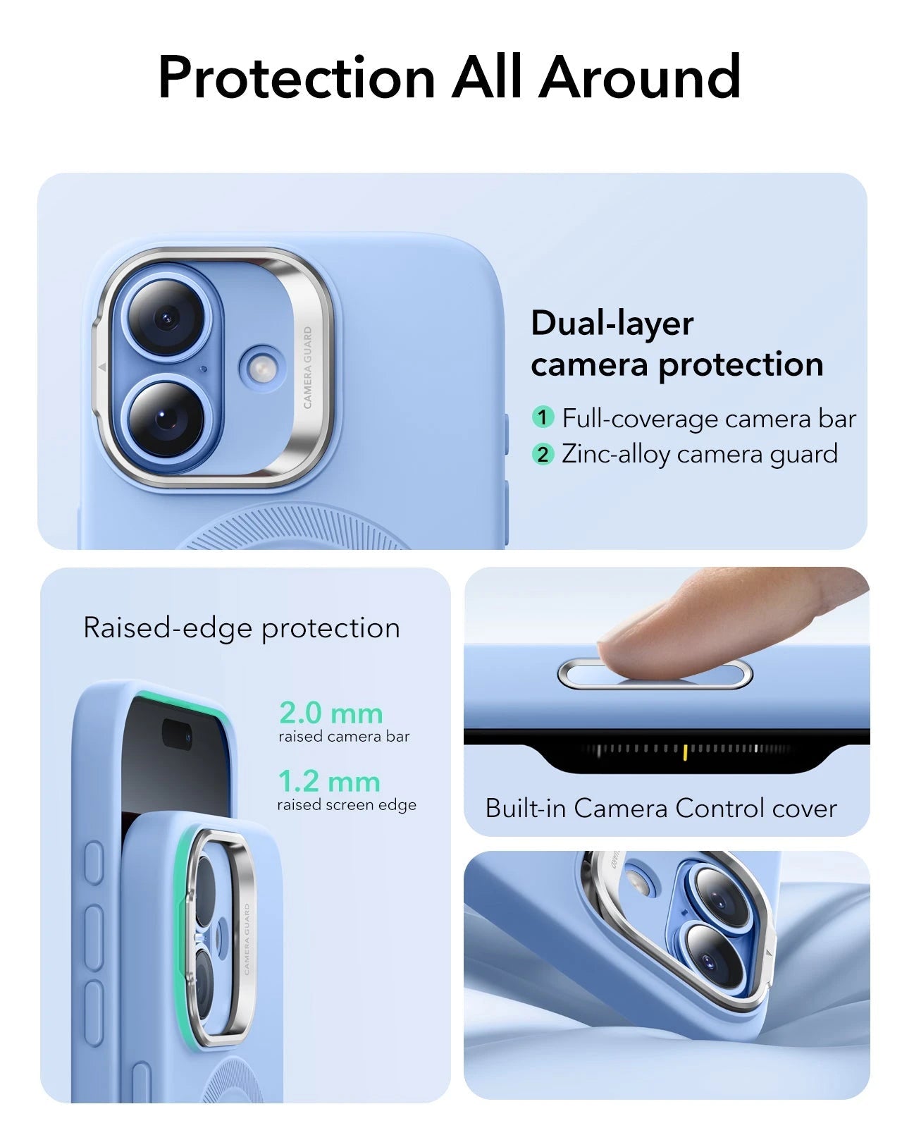 ESR iPhone 17 Silicone Magsafe Case with Stand Mist Blue Protection All Around