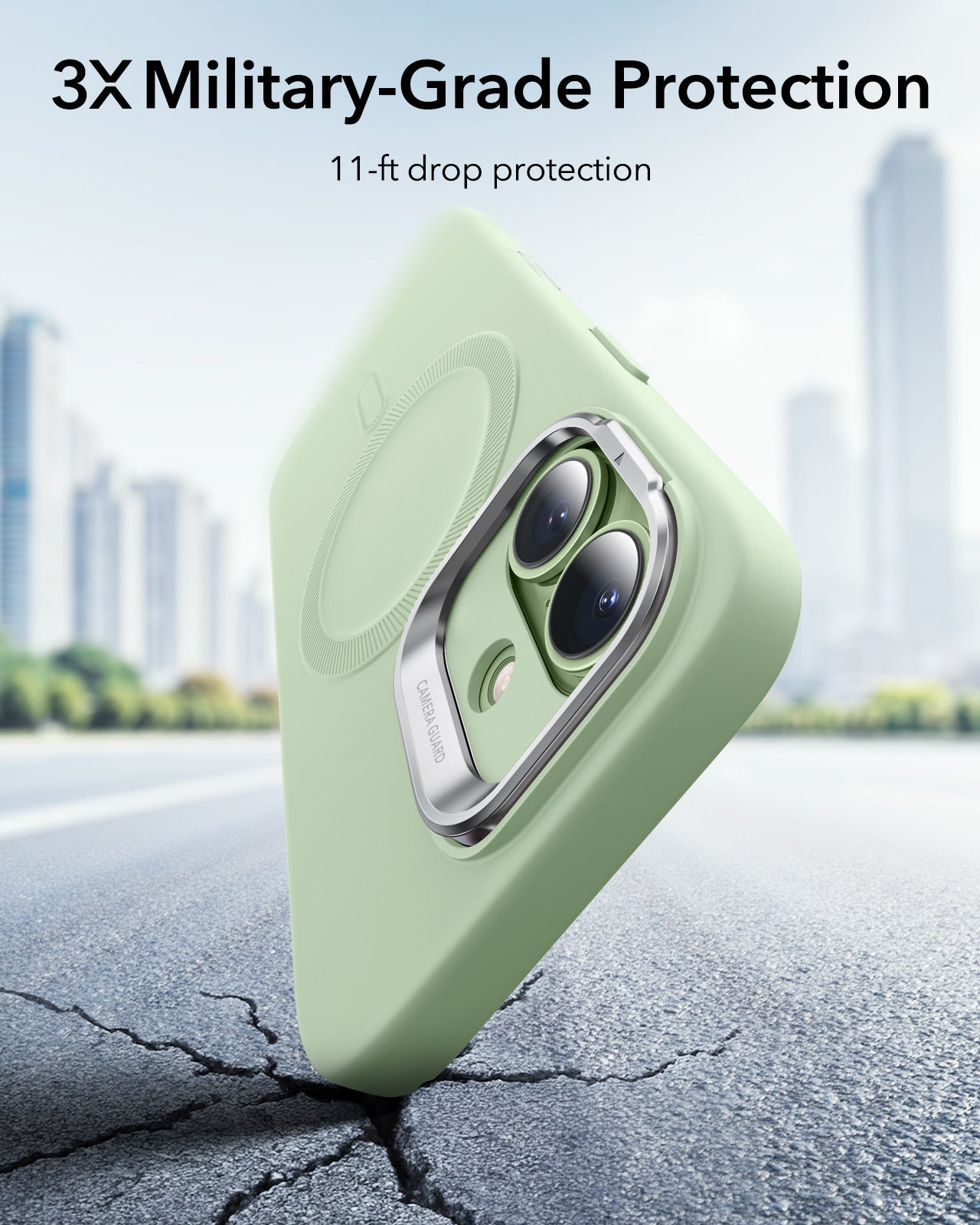 ESR iPhone 17 Silicone Magsafe Case with Stand Sage Green 3X Military Grade Protection