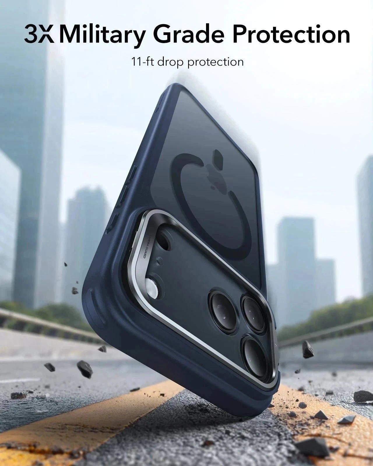 ESR iPhone 17 Pro Magsafe Case with Stand Camera Control Frosted Blue 3× Military Grade Protection