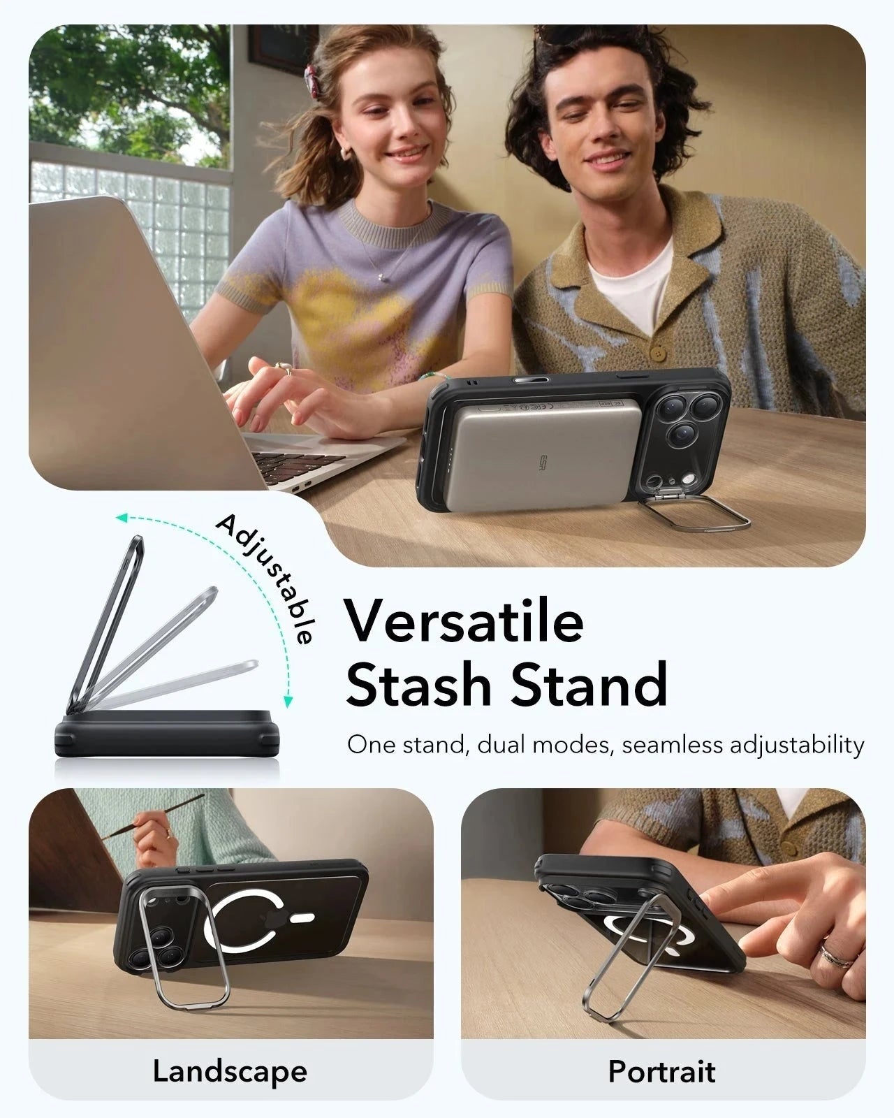 iPhone 17 Pro Classic Hybrid Magsafe Case Clear Black Versatile Stash Stand