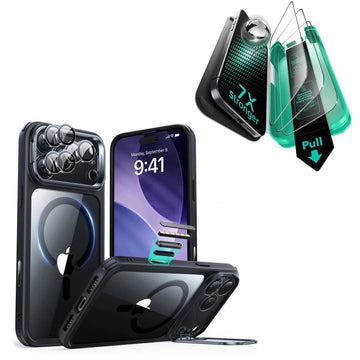 iPhone 17 Pro Bundle Classic Hybrid Magnetic Case (Camera Control, Stash Stand) and Armorite Screen Protector - Clear Black ESR ESR
