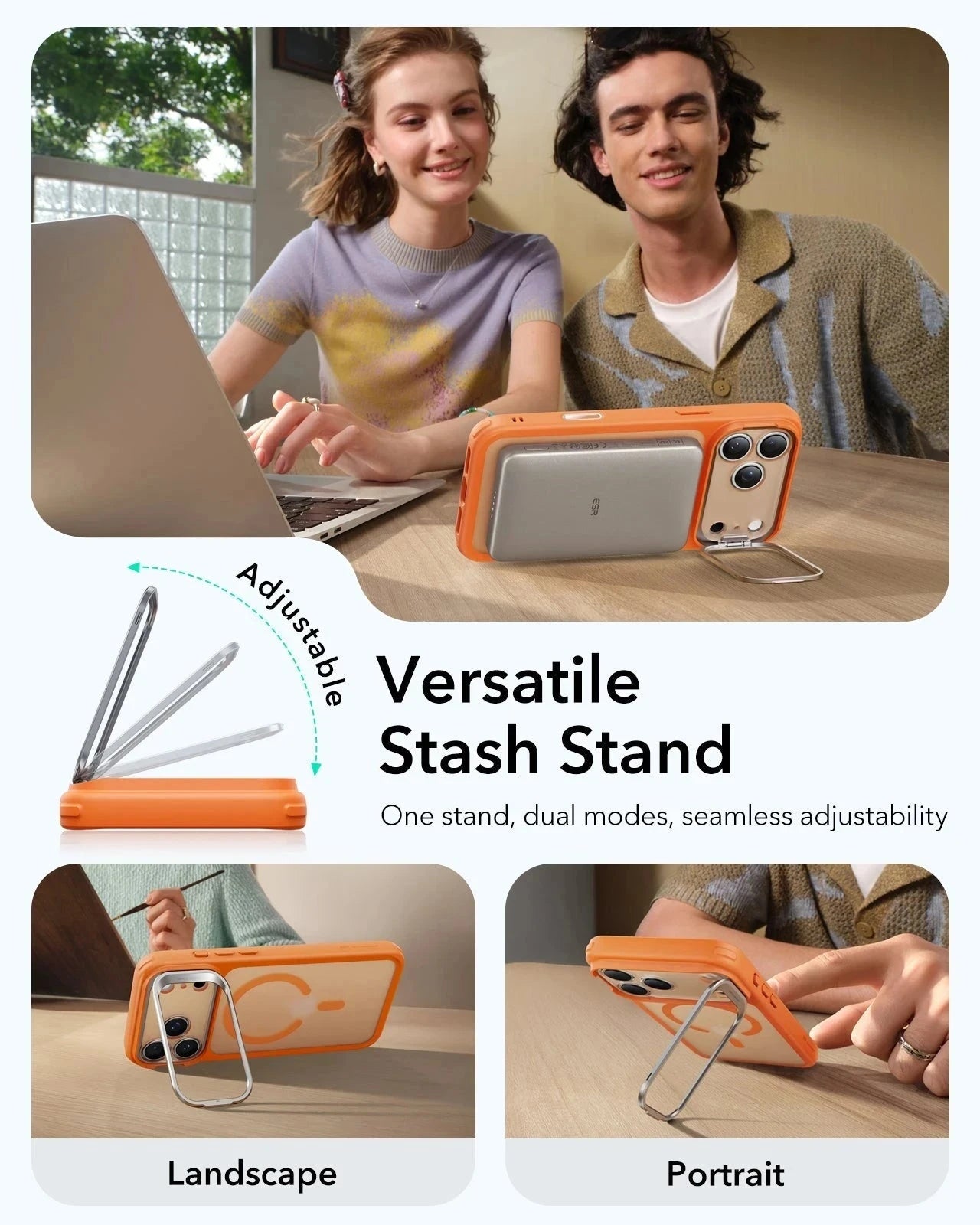 iPhone 17 Pro Classic Hybrid Magsafe Case Frosted Orange Versatile Stash Stand