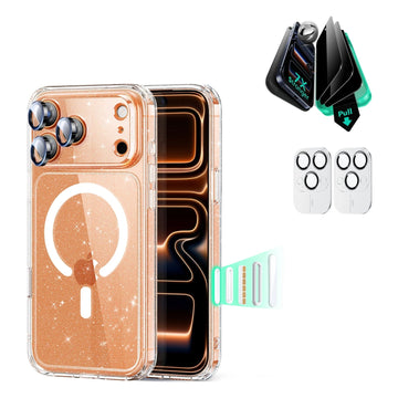 iPhone 17 Pro Classic Hybrid Magsafe Case with Privacy Screen Protector Bundle Clear Shimmer