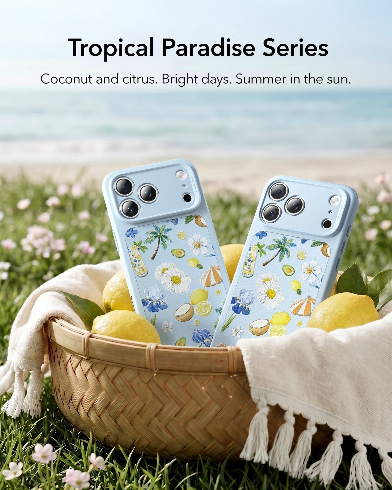 ESR Blue Floral iPone 17 Pro Magsafe Case Tropical Paradise Series