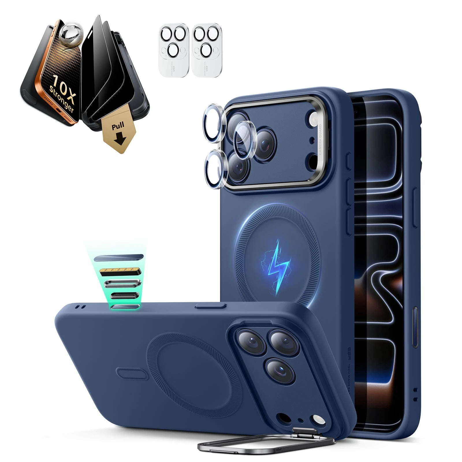 iPhone 17 Pro Max Cloud Soft  Magsafe Case with Corning Glass Screen Protector Blue