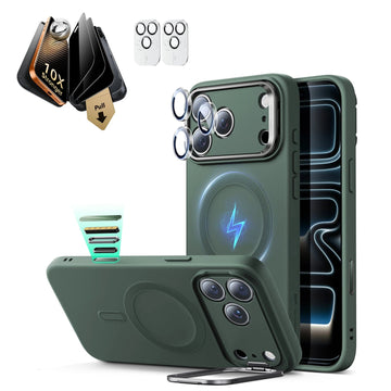 iPhone 17 Pro Max Cloud Soft  Magsafe Case with Corning Glass Screen Protector Green