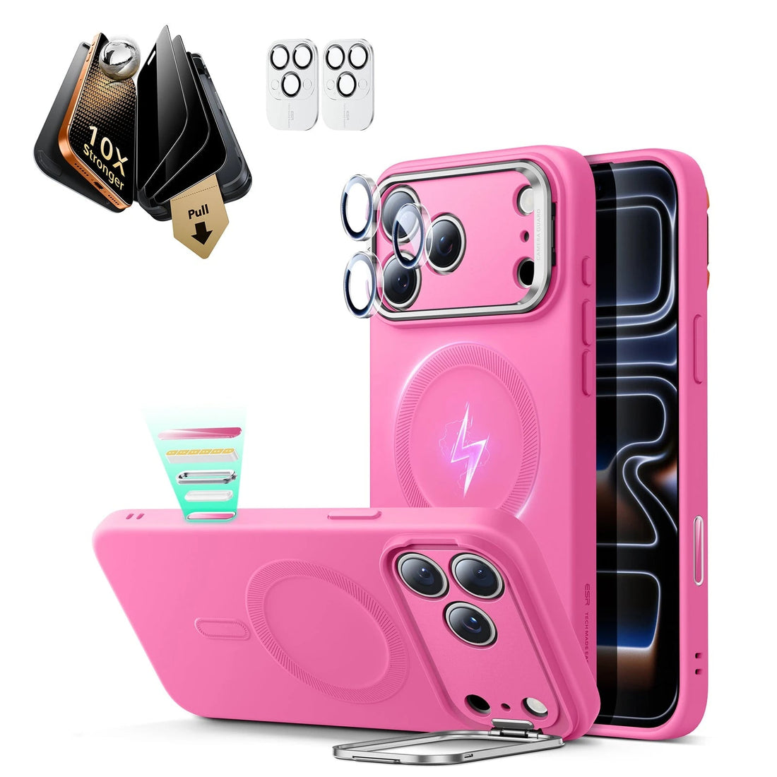 iPhone 17 Pro Max Cloud Soft  Magsafe Case with Corning Glass Screen Protector Pink