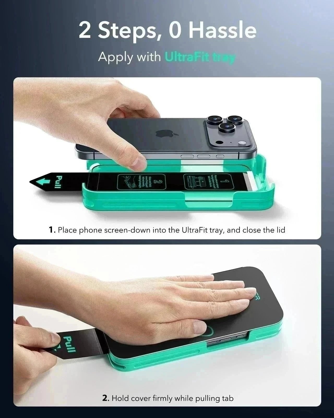 ESR iPhone 17 Pro UltraFit Armorite Screen Protector apply with ultrafit tray