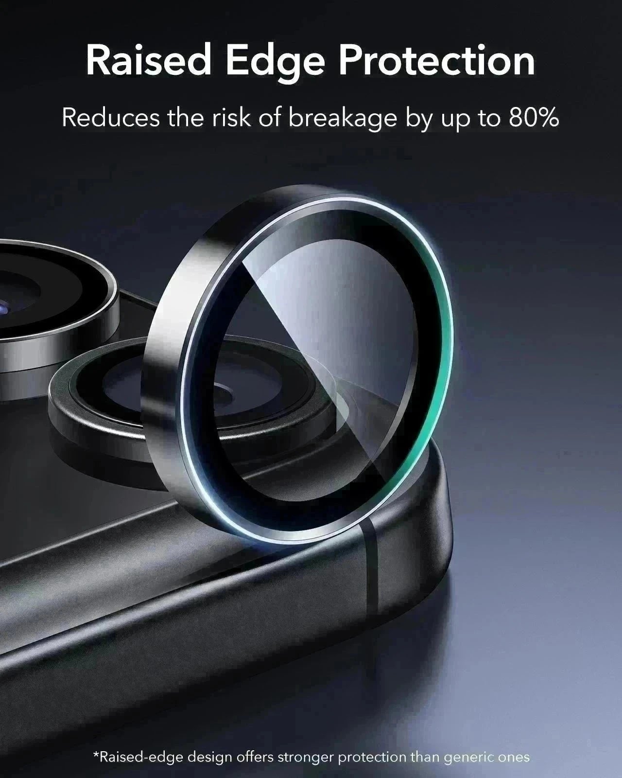 ESR iPhone 17 Pro Max Armorite Camera Lens Protector Black raised edge protection