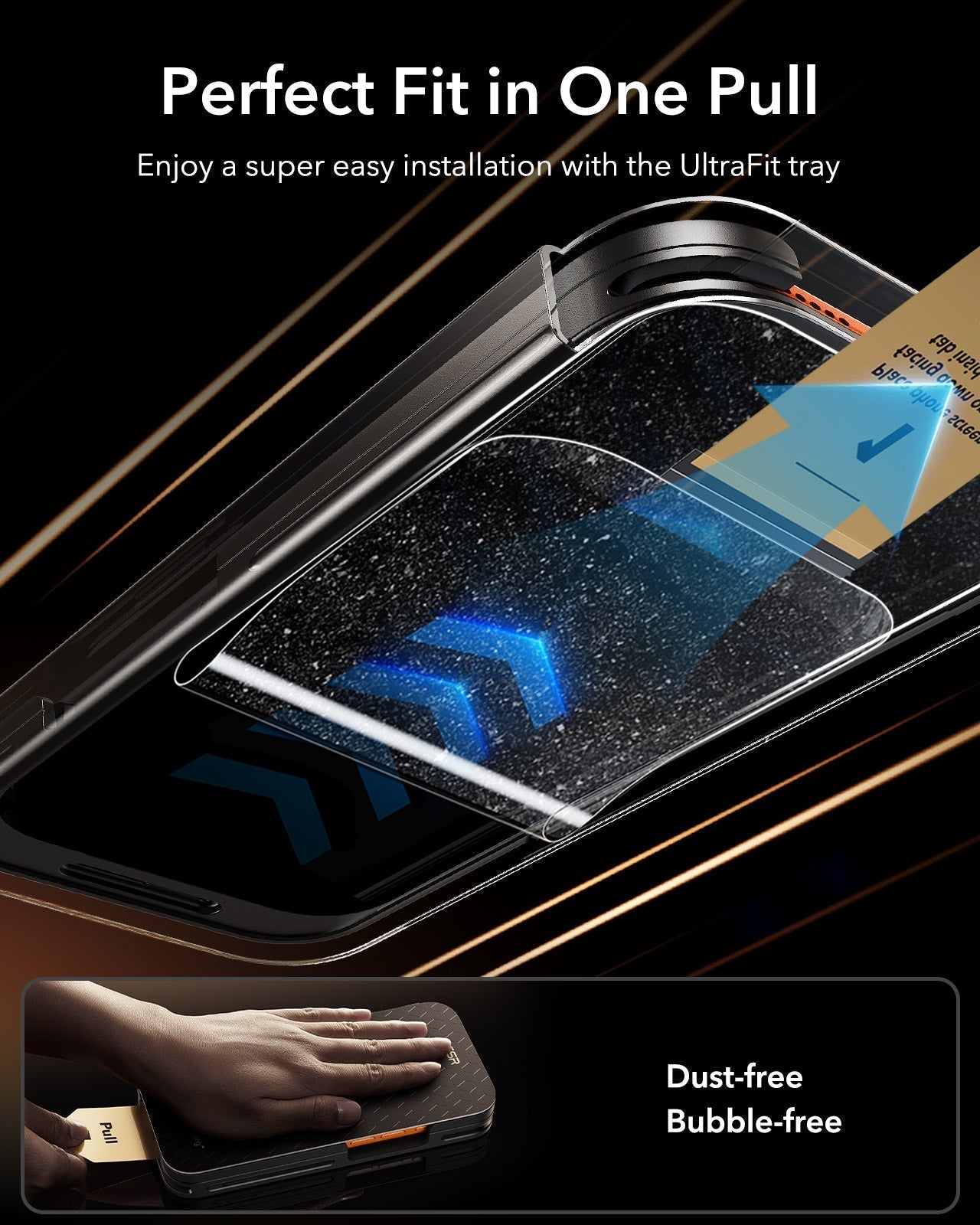 ESR iPhone 17 Pro Corning Glass Privacy Screen Protector enjoy a super easy installation with the ultrafit tray