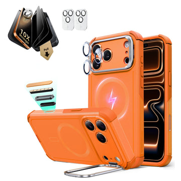 iPhone 17 Pro Cyber Tough Magsafe Case with Corning Glass Screen Protector Orange