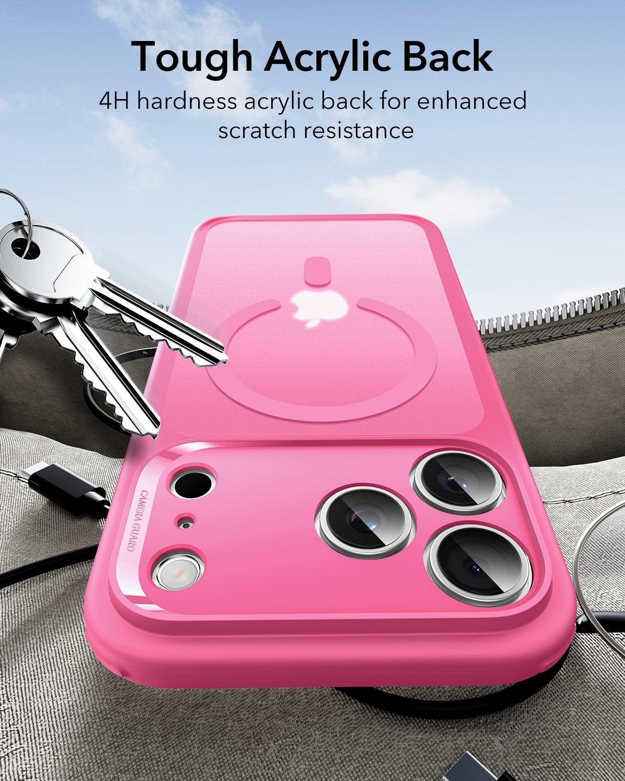 ESR iPhone 17 Pro Magsafe Case with Camera Control Frosted Pink Tough Acrylic Back