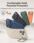 iPhone 17 Pro Cloud Soft Silicone Magsfae Case with Stand Light Tan Comfortable Hold Powerful Protection