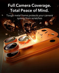 ESR iPhone 17 Pro Max Corning Glass Camera Lens Protector Orange Tough metal frame protects your camera system from scratches