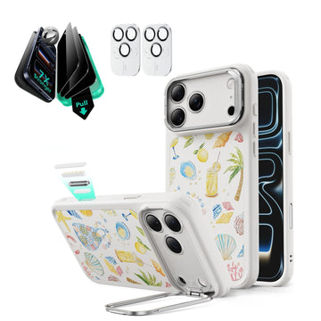 Withe Shell iPhone 17 Pro Max Magsafe Case with Stand pair  Armorite Tempered Glass Privacy Screen 