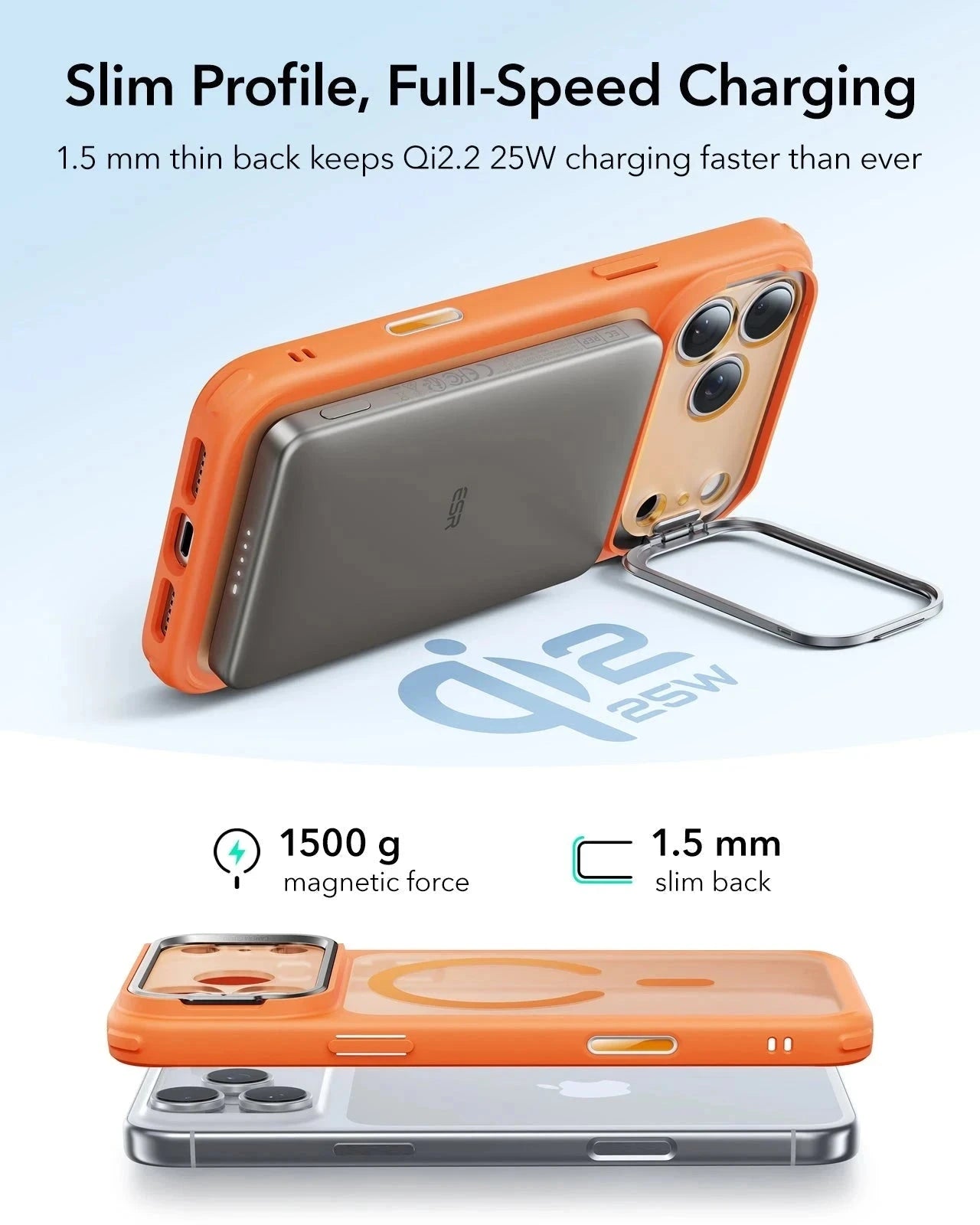 ESR iPhone 17 Pro Max Classic Hybrid Magsafe Case with Stand Camera Control Frosted Orange Wireless charging