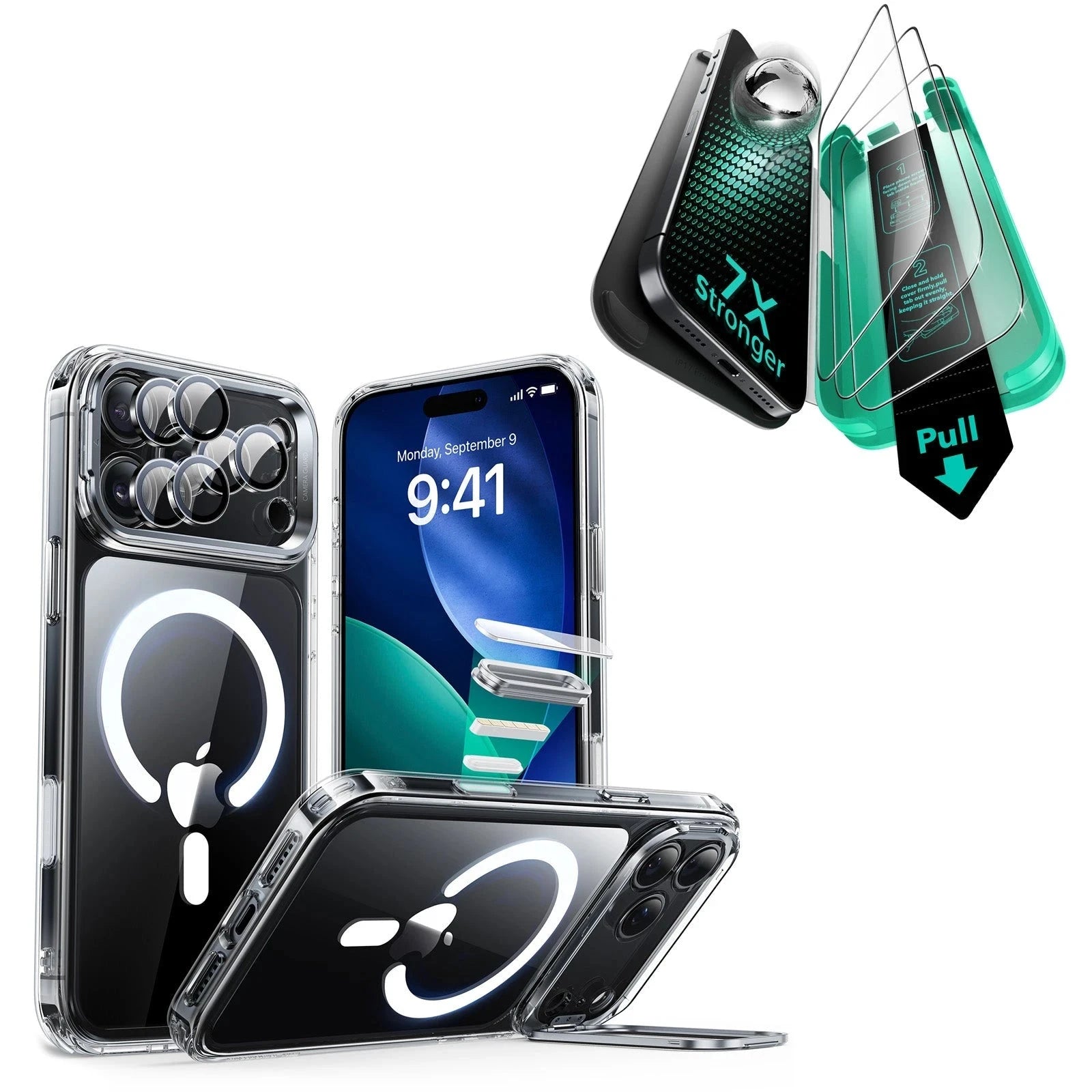 iPhone 17 Pro Max Bundle Classic Hybrid Magnetic Case (Camera Control, Stash Stand) and Armorite Screen Protector - Clear ESR ESR