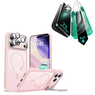 iPhone 17 Pro Max Bundle Classic Hybrid Magnetic Case (Camera Control, Stash Stand) and Armorite Screen Protector - Frosted Orange ESR ESR