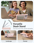 iPhone 17 Pro Max Classic Hybrid Magsafe Case Pink Versatile Stash Stand