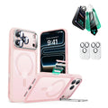 iPhone 17 Pro Max Classic Hybrid Magsafe Case Stand and Screen Protector Frosted Pink