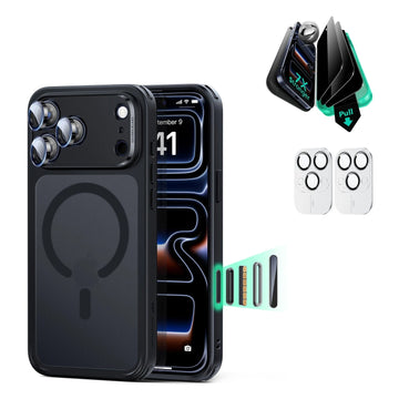 iPhone 17 Pro Max Classic Hybrid Magsafe Case with Privacy Screen Protector Bundle Frosted Black