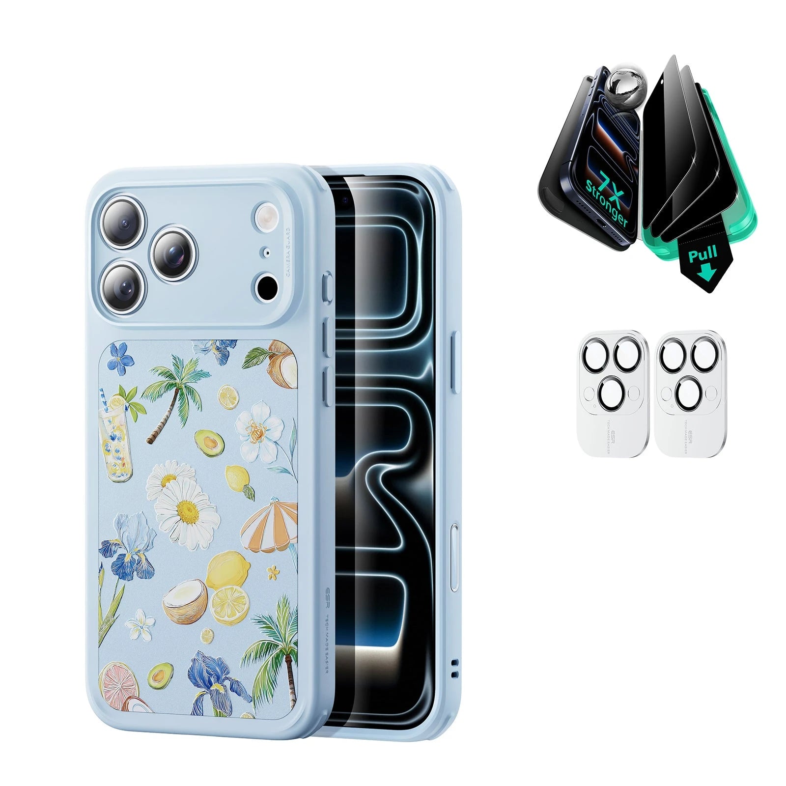 ESR Tropical Palm Tree Floral iPhone 17 Pro Max Armorite Sichtschutz-Bundle
