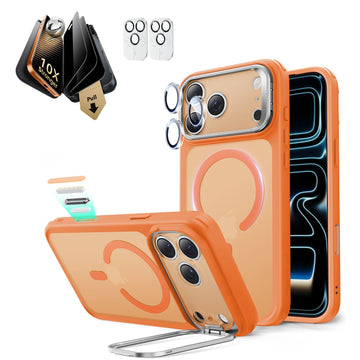 iPhone 17 Pro Max Classic Magsafe Case with Corning Glass Screen Protector Frosted Orange