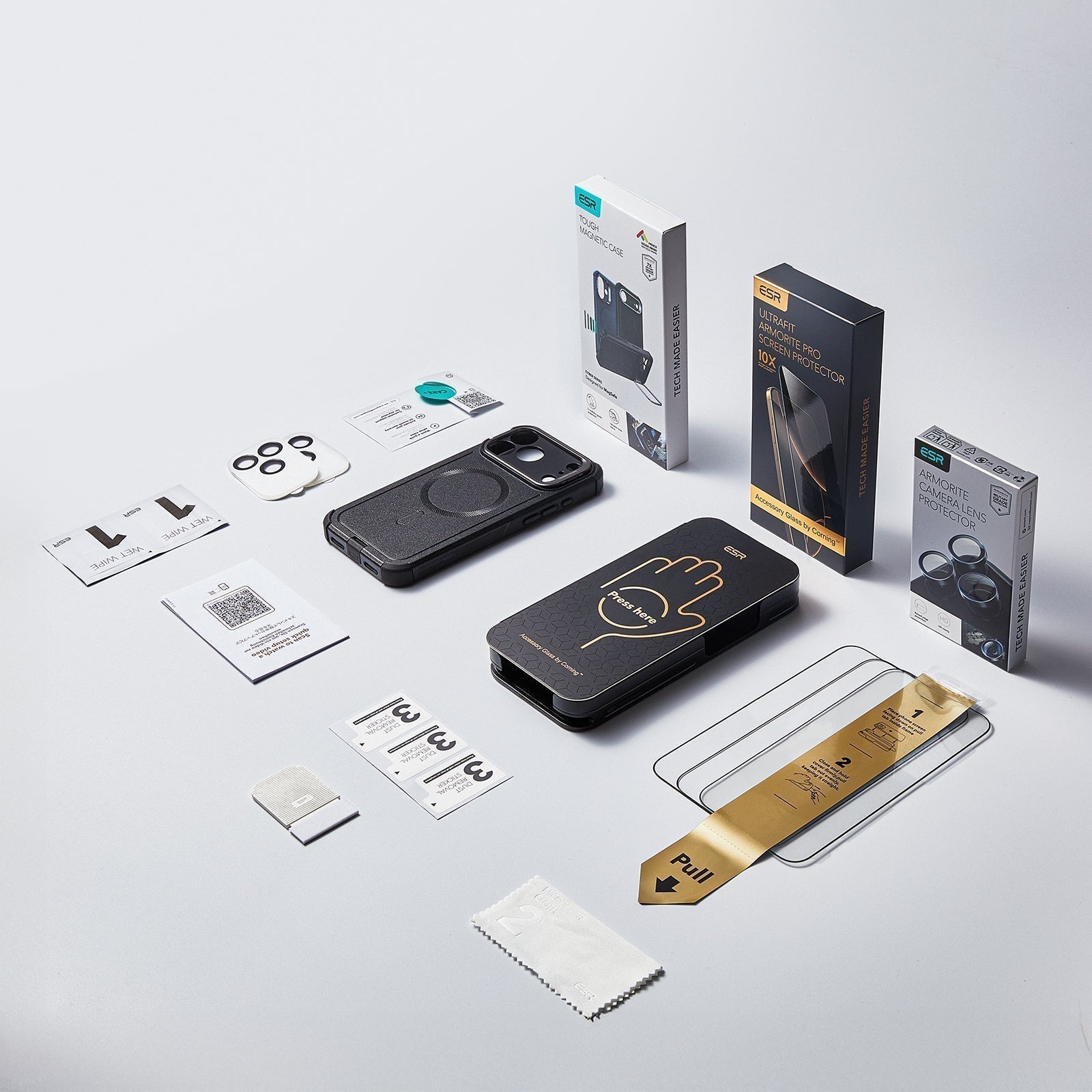 iPhone 17 Cyber Tough Magsafe Case with Corning Glass Screen Ptorctor Black ESR