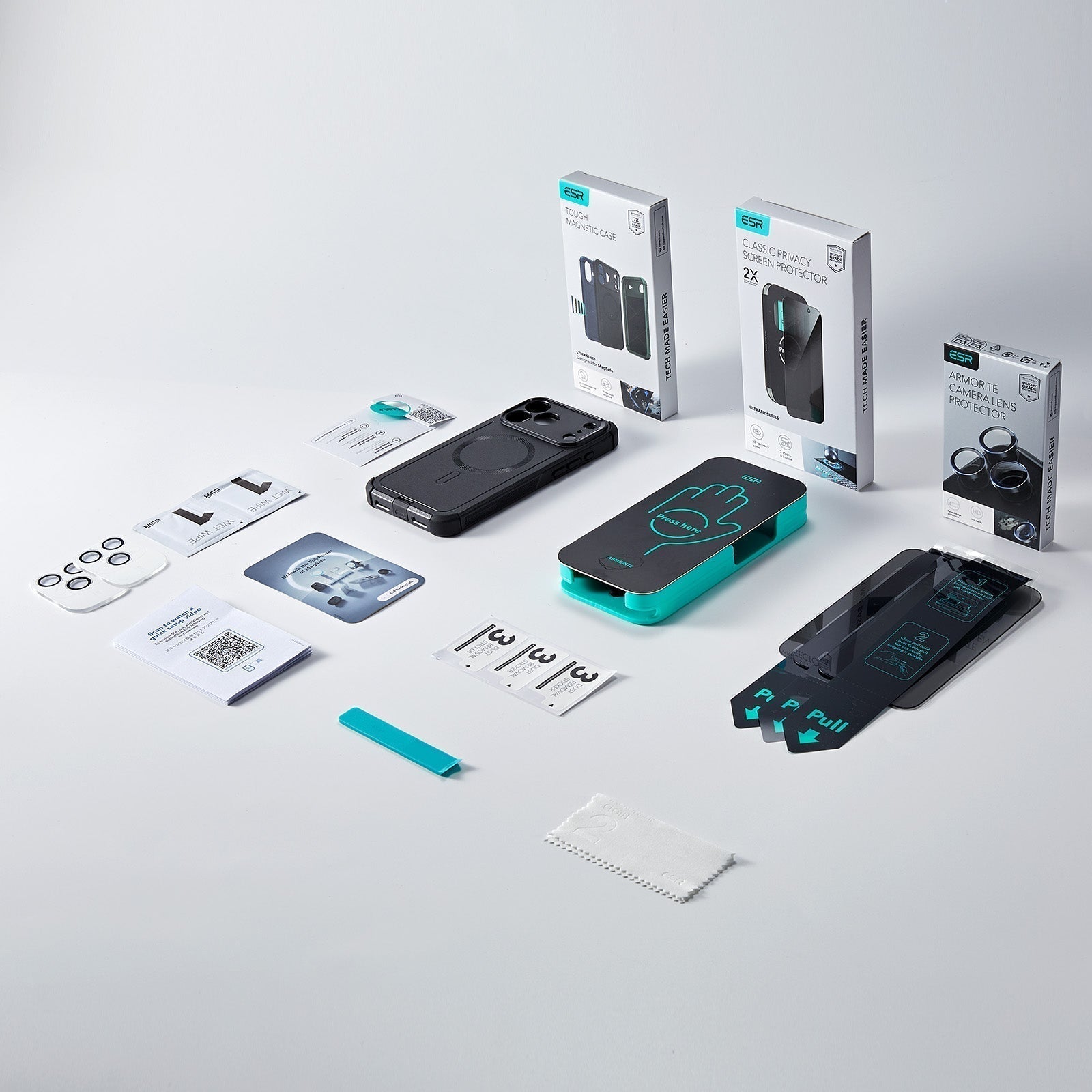 ESR iPhone 17 Pro Max Cyber Tough Magsafe Case with Privacy Screen Protector Black