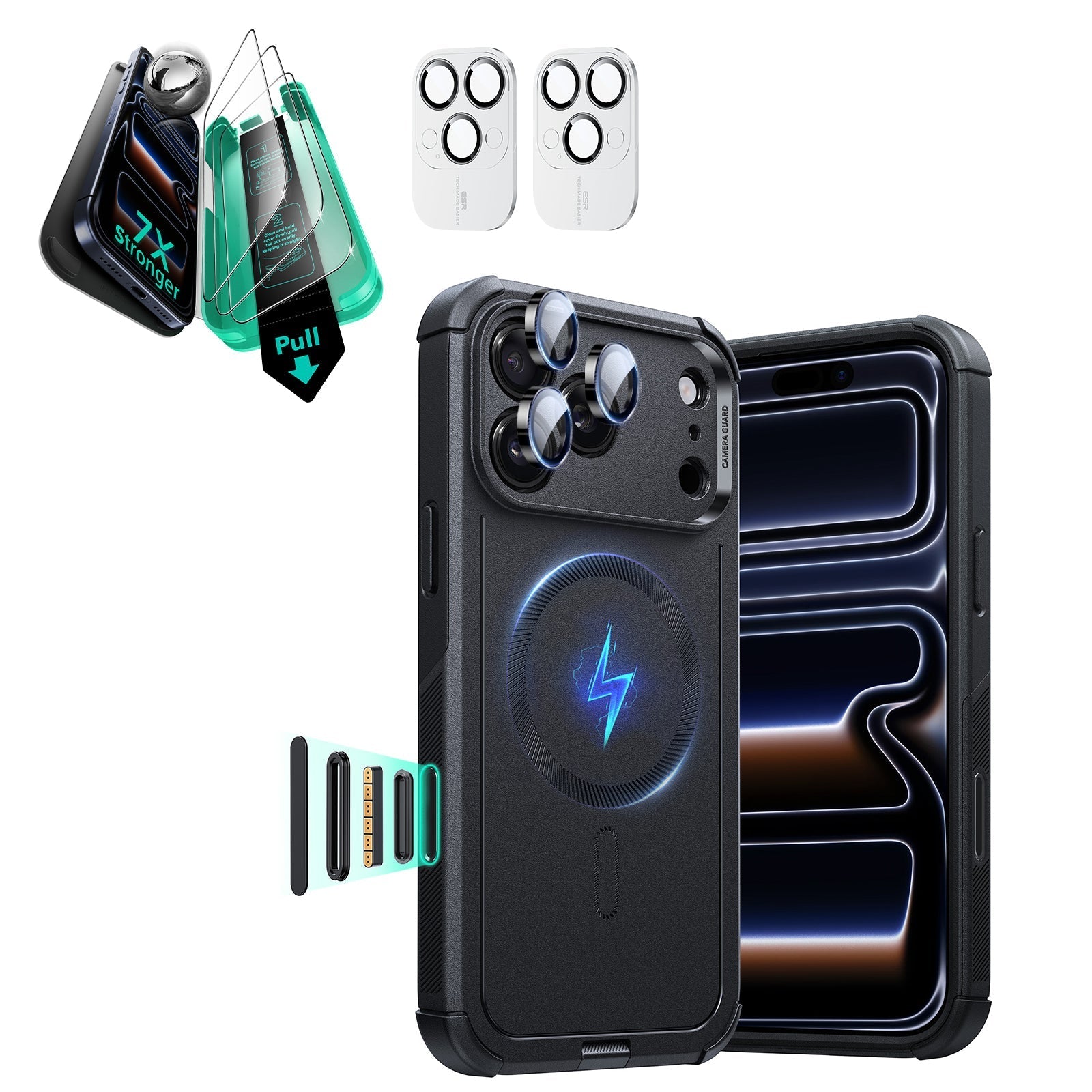 iPhone 17 Pro Max Cyber Tough Magsafe Case with Screen Protector Black