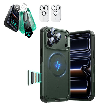 iPhone 17 Pro Max Cyber Tough Magsafe Case with Screen Protector Olive Green