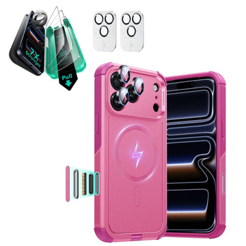 iPhone 17 Pro Max Cyber Tough Magsafe Case with Screen Protector Pink